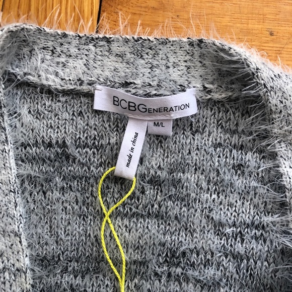 BCBGeneration Gray Fuzzy Cardigan NWT - Picture 2 of 6